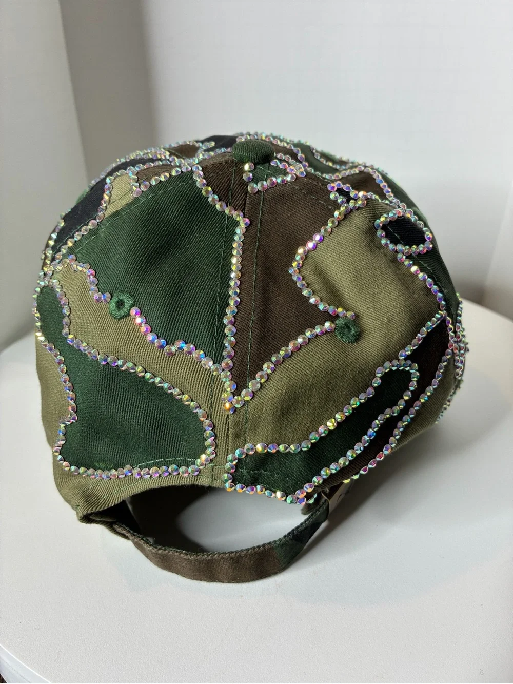 Women Custom Rhinestone Camo Cap - Green